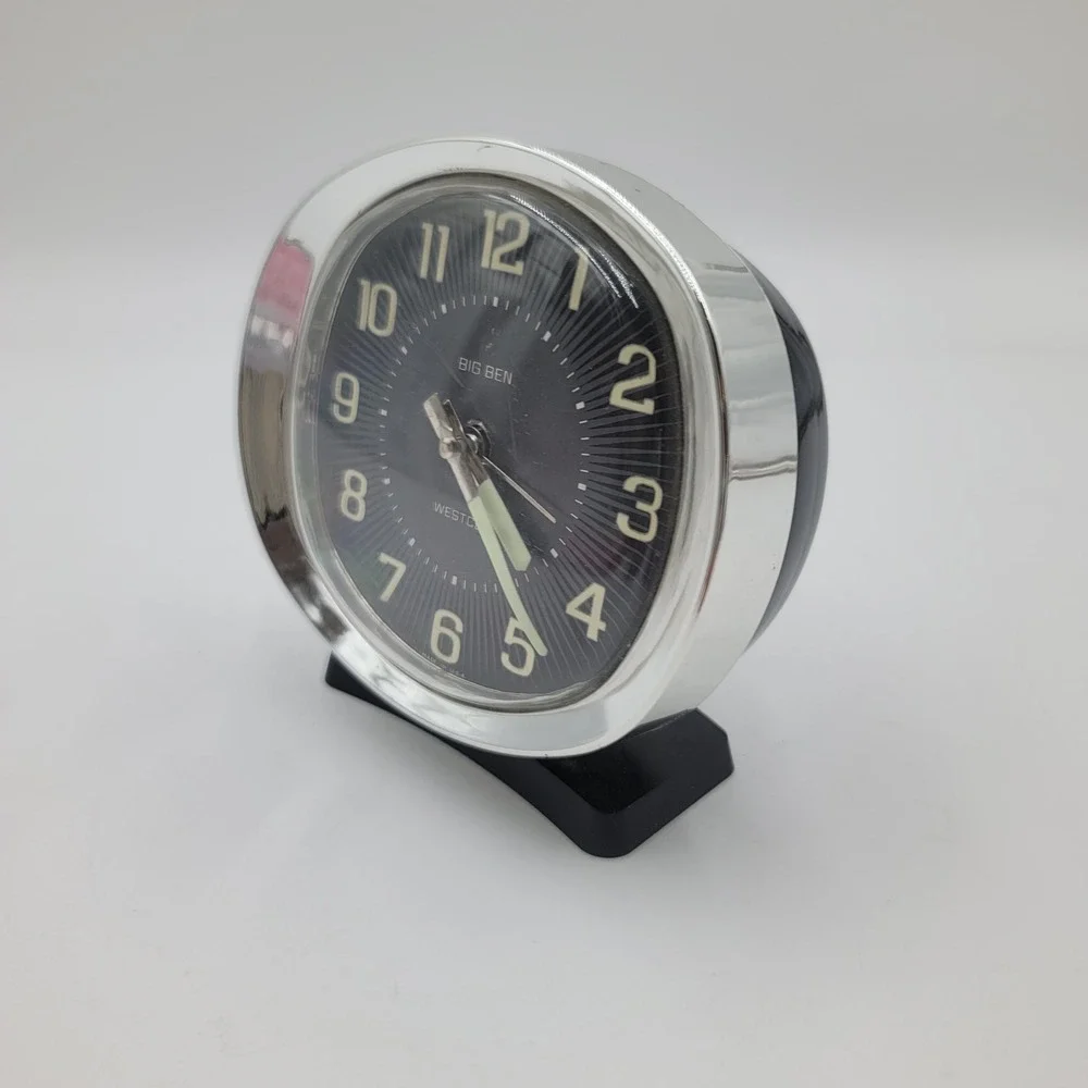 Vintage Westclox‎ Big Ben Alarm Clock Black Dial Chrome MCM Wind Up Made in USA